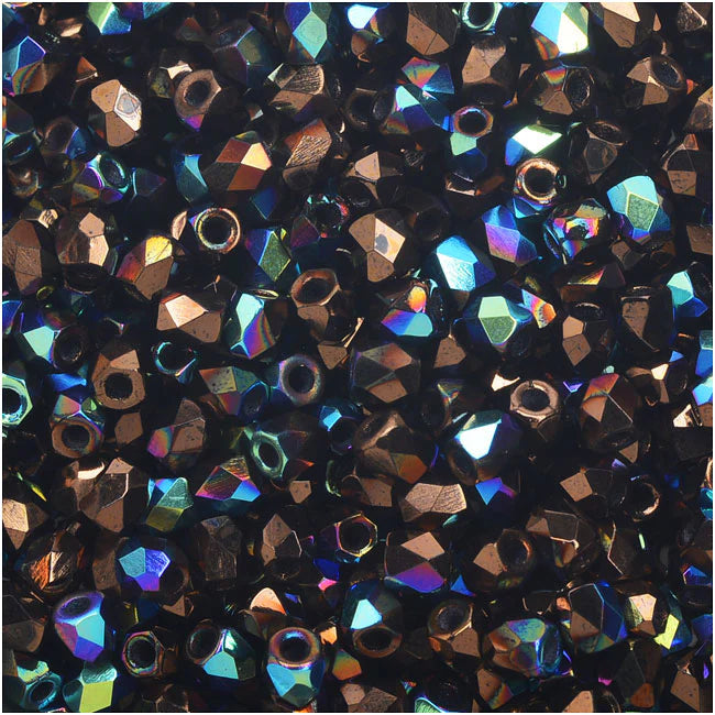 True 2 - 2mm Fire Polished Faceted Rounds - Jet Bronze AB - 100 pcs