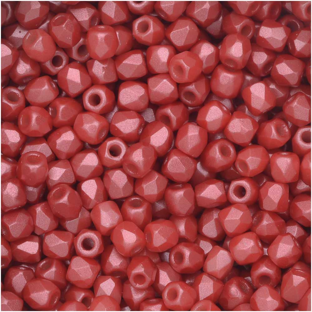 True 2 - 2mm Fire Polished Faceted Rounds - Pastel Dark Coral - 100 pcs