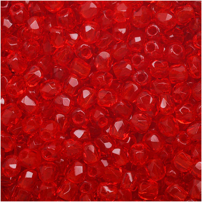 True 2 - 2mm Fire Polished Faceted Rounds - Siam - 100 pcs