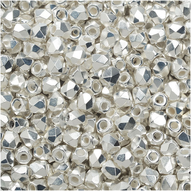 True 2 - 2mm Fire Polished Faceted Rounds - 999 Fine Silver Plate - 100 pcs