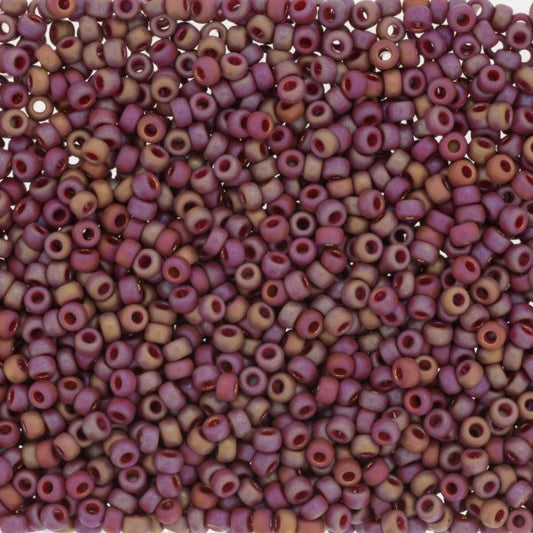 MIYUKI #11 Seed Bead - 11-4696 Frost Opaque Glazed Rainbow Dark Red - 10 gms