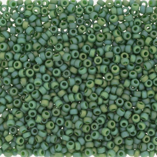 MIYUKI #11 Seed Bead - 11-4699 Frost Opaque Glazed Rainbow Green - 10 gms