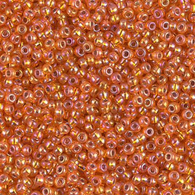 MIYUKI #11 Seed Bead - 11-1008 Silver Lined Orange AB - 10 gms