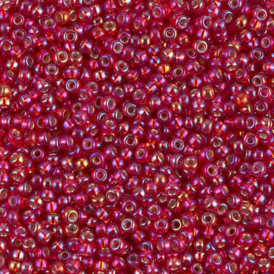MIYUKI #11 Seed Bead - 11-1010 Silver Lined Flame Red AB - 10 gms