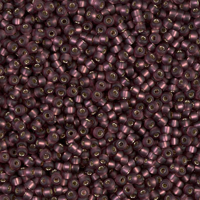 MIYUKI #11 Seed Bead - 11-13F Matte Silver Lined Dark Smoky Amethyst - 10 gms