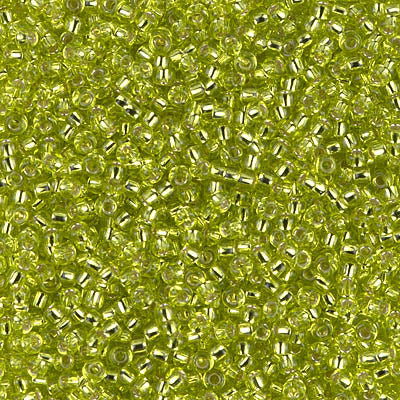 MIYUKI #11 Seed Bead - 11-14  Silver Lined Charteuse - 10 gms