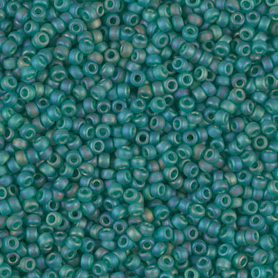 MIYUKI #11 Seed Bead - 11-147FR Matte Transparent Dark Green AB - 10 gms