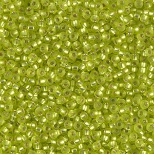 MIYUKI #11 Seed Bead - 11-14F Matte Silver Lined Chartreuse - 10 gms