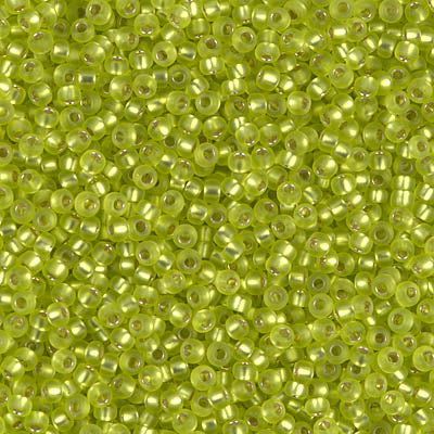 MIYUKI #11 Seed Bead - 11-14F Matte Silver Lined Chartreuse - 10 gms
