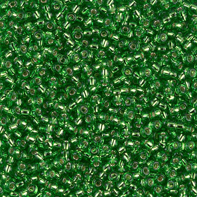 MIYUKI #11 Seed Bead - 11-15 Silver Lined Light Green - 10 gms