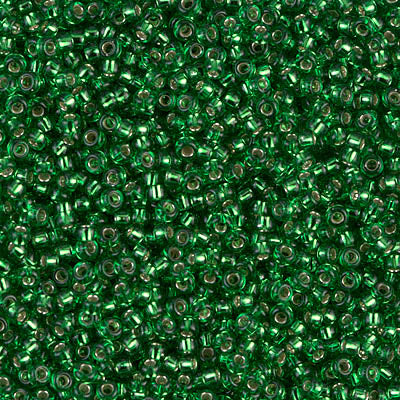 MIYUKI #11 Seed Bead - 11-16  Silver Lined Green - 10 gms