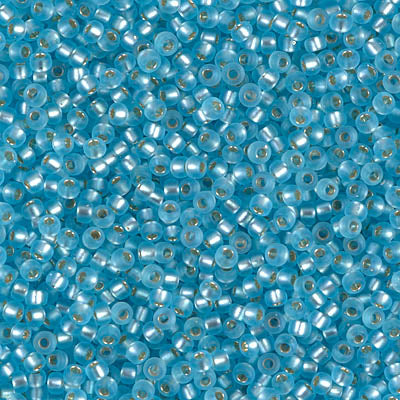 MIYUKI #11 Seed Bead - 11-18F Matte Silver Lined Aqua - 10 gms