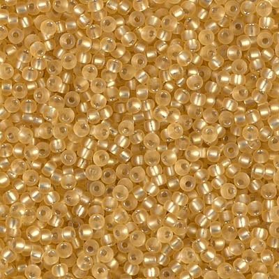 MIYUKI #11 Seed Bead - 11-1902 Semi Matte Silver Lined Gold - 10 gms