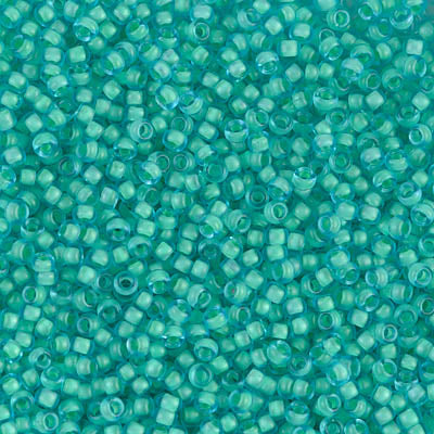 MIYUKI #11 Seed Bead - 11-1927 Semi Matte Seafoam Lined Aqua - 10 gms
