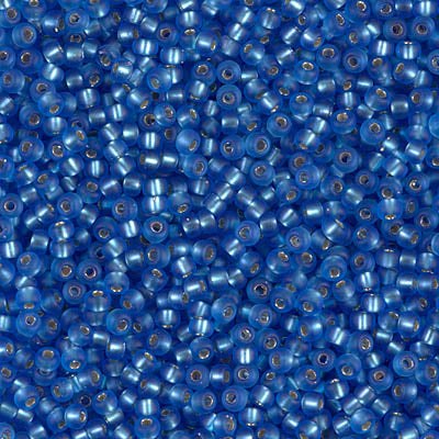 MIYUKI #11 Seed Bead - 11-19F Matte Silver Lined Sapphire - 10 gms