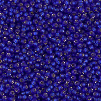 MIYUKI #11 Seed Bead - 11-20F Matte Silver Lined Cobalt - 10 gms