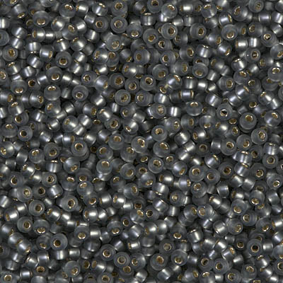 MIYUKI #11 Seed Bead - 11-21F Matte Silver Lined Grey - 10 gms