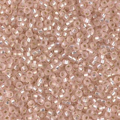 MIYUKI #11 Seed Bead - 11-23F Matte Silver Lined Pale Rose - 10 gms