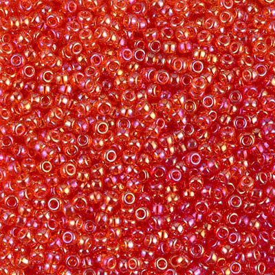 MIYUKI #11 Seed Bead - 11-254L Transparent Light Red AB - 10 gms