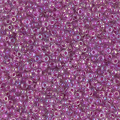 MIYUKI #11 Seed Bead - 11-264 Transparent Raspberry Lined AB - 10 gms