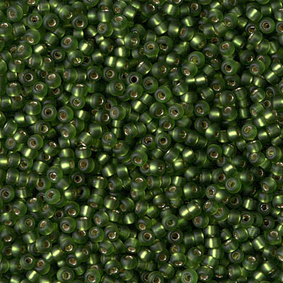 MIYUKI #11 Seed Bead - 11-26F Matte Silver Lined Olive - 10 gms