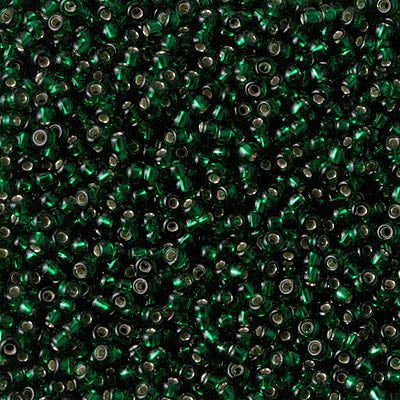 MIYUKI #11 Seed Bead - 11-27 Silver Lined Dark Emerald - 10 gms