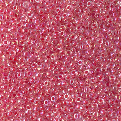 MIYUKI #11 Seed Bead - 11-276 Transparent Dark Coral Lined AB - 10 gms