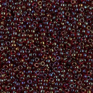 MIYUKI #11 Seed Bead - 11-367 - Garnet Lined Ruby AB - 10 gms