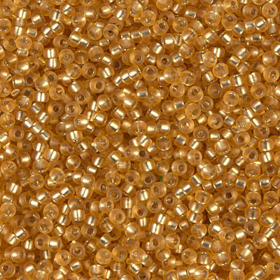 MIYUKI #11 Seed Bead - 11-4F Matte Silver Lined Dark Gold - 10 gms