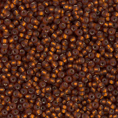 MIYUKI #11 Seed Bead - 11-5F Matte Silver Lined Dark Topaz - 10 gms