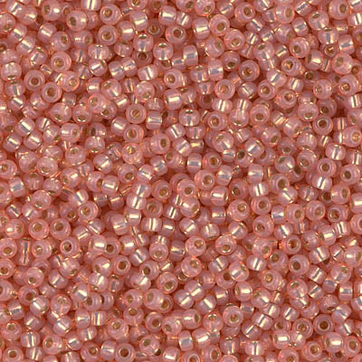 MIYUKI #11 Seed Bead - 11-642 Dyed Salmon Lined Silver Lined Alabaster - 10 gms
