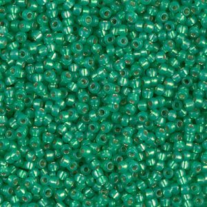 MIYUKI #11 Seed Bead - 11-646 Dyed Dark Mint Green Silver Lined Alabaster - 10 gms