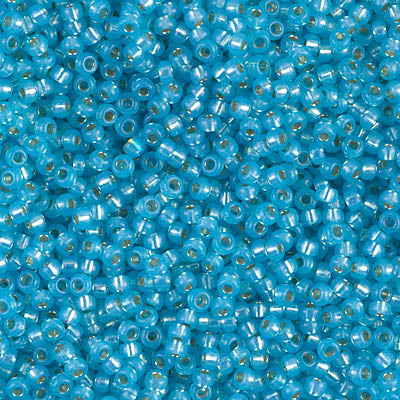 MIYUKI #11 Seed Bead - 11-647 Dyed Aqua Silver Lined Alabaster - 10 gms