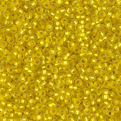 MIYUKI #11 Seed Bead - 11-6F Matte Silver Lined Yellow - 10 gms