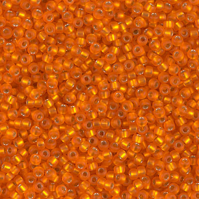 MIYUKI #11 Seed Bead - 11-8F Matte Silver Lined Orange - 10 gms