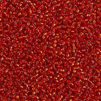 MIYUKI #15 Seed Bead - 15-10 - Silver Lined Flame Red - 10 gms