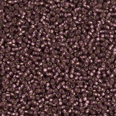 MIYUKI #15 Seed Bead - 15-13F - Matte Silver Lined Dark Smoky Amethyst - 10 gms