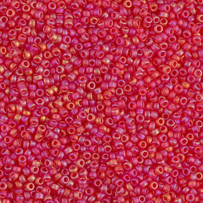 MIYUKI #15 Seed Bead - 15-140FR - Matte Light Red AB - 10 gms