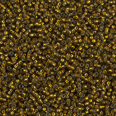MIYUKI #15 Seed Bead - 15-1421 - Dyed Silver Lined Golden Olive - 10 gms