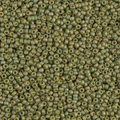 MIYUKI #15 Seed Bead - 15-2033 - Opaque Matte Light Olive Luster - 10 gms