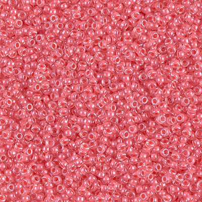 MIYUKI #15 Seed Bead - 15-204 - Coral Lined Crystal - 10 gms