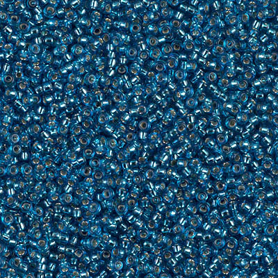 MIYUKI #15 Seed Bead - 15-25 - Silver Lined Capri Blue - 10 gms