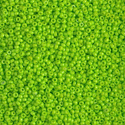 MIYUKI #15 Seed Bead - 15-4471 - DURACOAT Opaque Dyed Neon Green - 10 gms