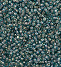 TOHO #8 Seeds - 1851 - Inside Colour Rainbow Aqua / Brick Lined - 10 gms