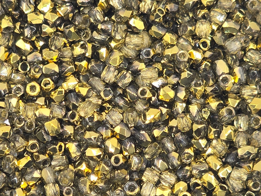 True 2 - 2mm Fire Polished Faceted Rounds - Amber - 100 pcs