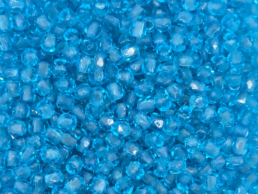 True 2 - 2mm Fire Polished Faceted Rounds - Aqua - 100 pcs