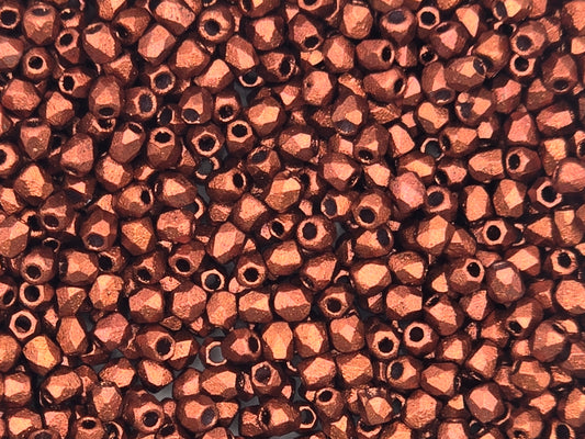 True 2 - 2mm Fire Polished Faceted Rounds - Bronze Fire Red - 100 pcs