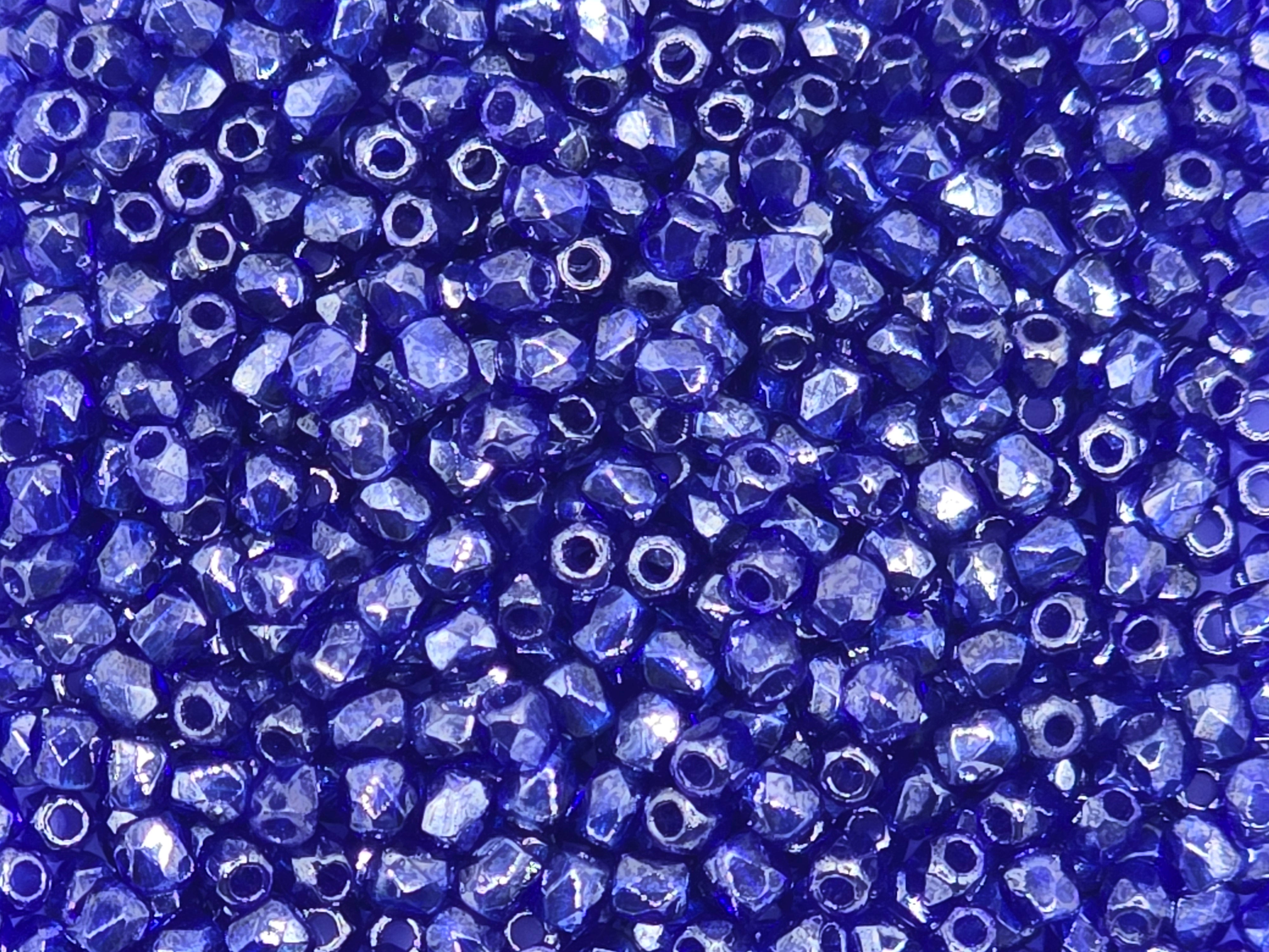 True 2 - 2mm Fire Polished Faceted Rounds - Cobalt Luster - 100 pcs ...