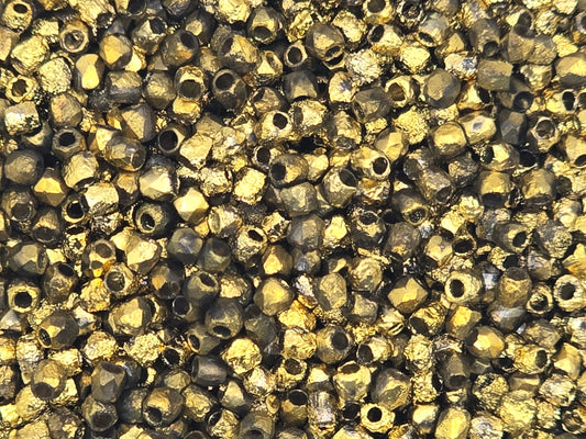 True 2 - 2mm Fire Polished Faceted Rounds - Etched Full Amber - 100 pcs