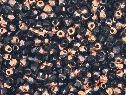 True 2 - 2mm Fire Polished Faceted Rounds - Jet Capri Gold - 100 pcs